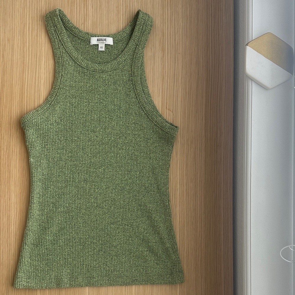 Agolde Olive Green Ribbed Tank Top